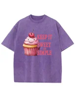 Koszulki i topy damskie - Damska koszulka oversize efekt sprania Śmieszne Ciastko Muffin Fioletowa 3XL - miniaturka - grafika 1
