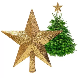 GWIAZDA CZUBEK NA CHOINKĘ SZPIC CHOINKOWY GWIAZDKA CHOINKOWA 20 CM ZŁOTA ŚWIĘTA - Bombki - miniaturka - grafika 1