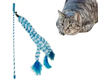 Zabawki dla kotów - Wędka dla kota zabawka z dzwoneczkiem i piórkiem niebieska - miniaturka - grafika 1