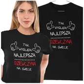 Koszulki i topy damskie - KOSZULKA DLA DZIEWCZYNY NA WALENTYNKI PREZENT TAK WYGLĄDA DZIEWCZYNA - miniaturka - grafika 1