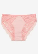 Majtki damskie - Różowe Majtki Figi w Paski Ozdobione Koronką Ilumoria - miniaturka - grafika 1