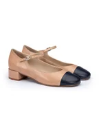 Baleriny - LLOYD Skórzane baleriny w kolorze beżowo-granatowym - miniaturka - grafika 1