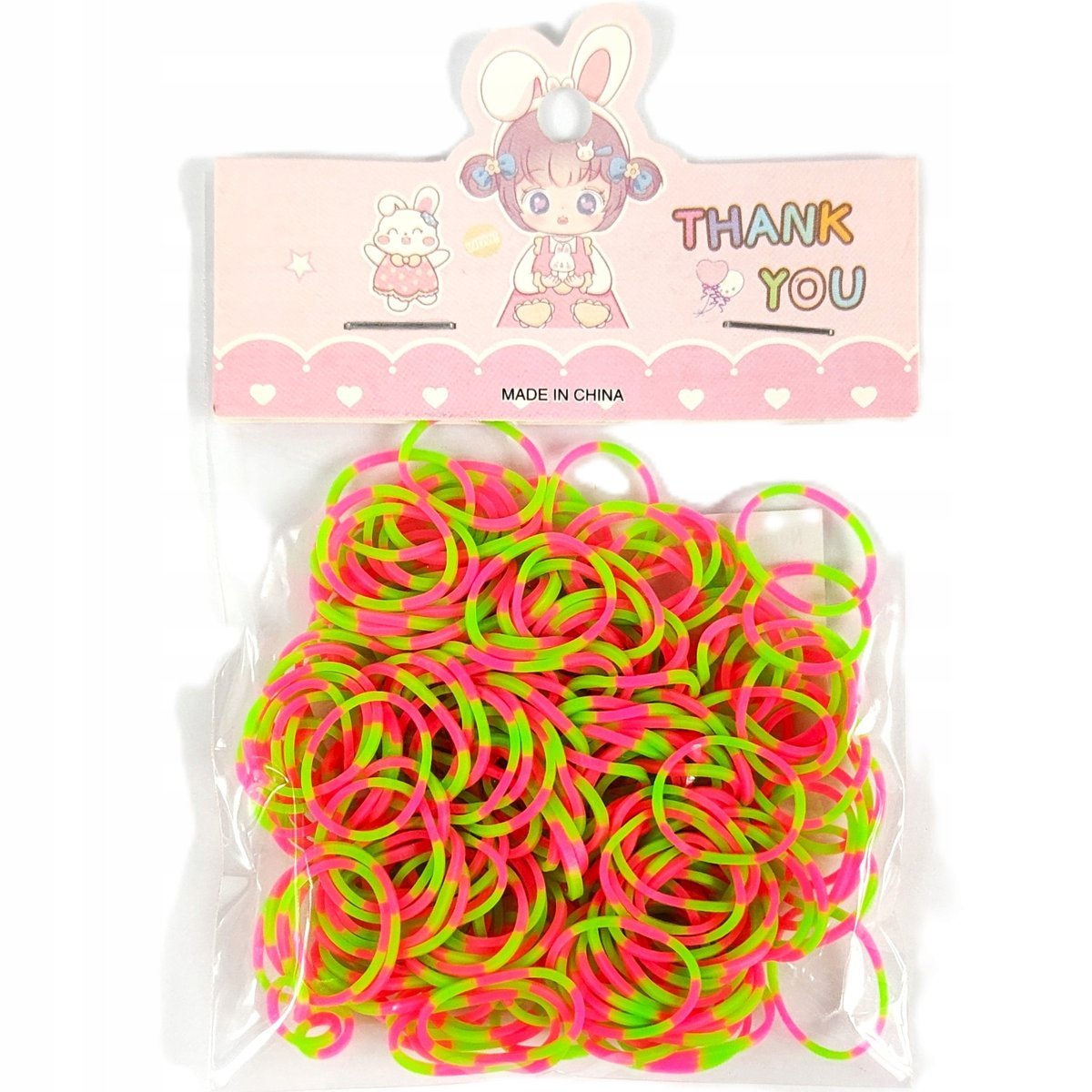 Gumki do robienia bransoletek naszyjników LOOM BANDS różowo-zielone 200szt