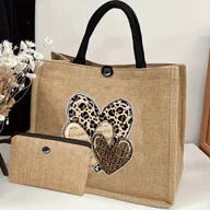 Torebki damskie - TEMU 2 szt. Torba Damska z Wzorem Lamparta i , Lekka Torba o Średniej Pojemności z Portmonetką i Wewnętrzną Kieszenią na Zamek. Idealna do Dojazdów, - miniaturka - grafika 1