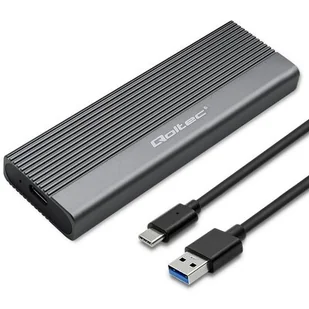 Obudowa zewnętrzna Qoltec do dysk&oacute;w M.2 SATA SSD NGFF USB-C szara - Obudowy i kieszenie na dyski twarde - miniaturka - grafika 1