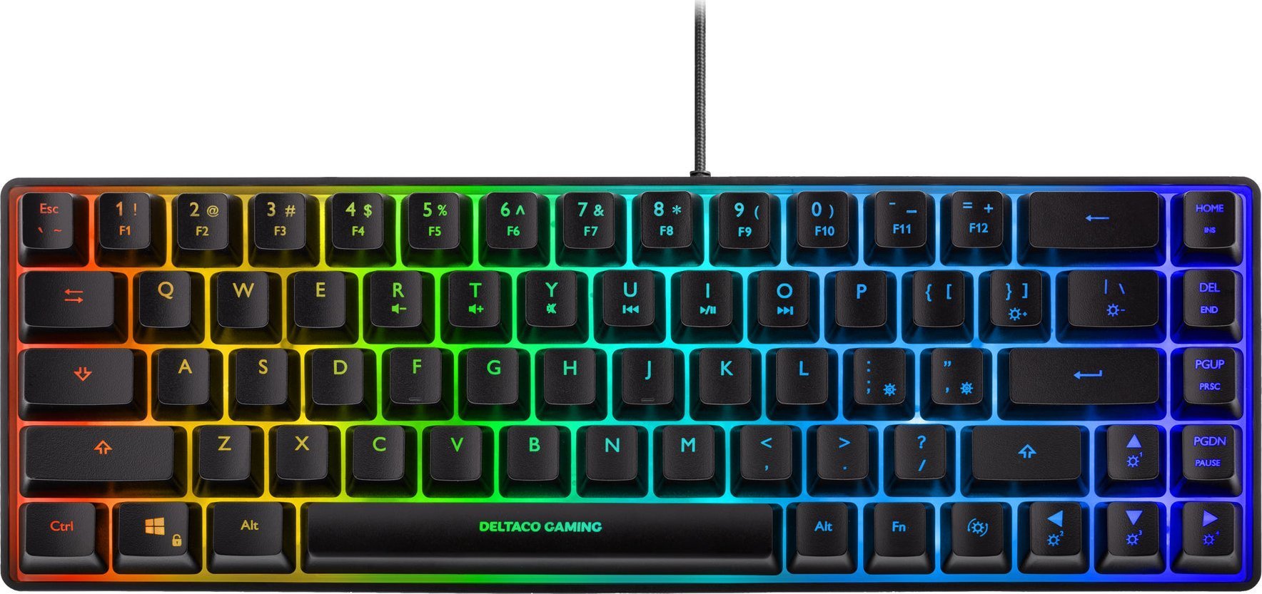 Deltaco Klavitūra DELTACO GAMING, US layout, Mini RGB membraninė, pusiau permatoma, juoda / 4222268 / GAM-158-US