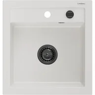 Zlewozmywaki - Mexen Vito zlewozmywak granitowy 1-komorowy 520 x 490 mm, biały, syfon czarny - miniaturka - grafika 1