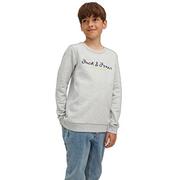 Bluzy dla chłopców - JACK&JONES JUNIOR Bluza chłopięca Jcoberg Sweat Crew Noos Jnr, jasnoszary melanżowy, 176 - miniaturka - grafika 1
