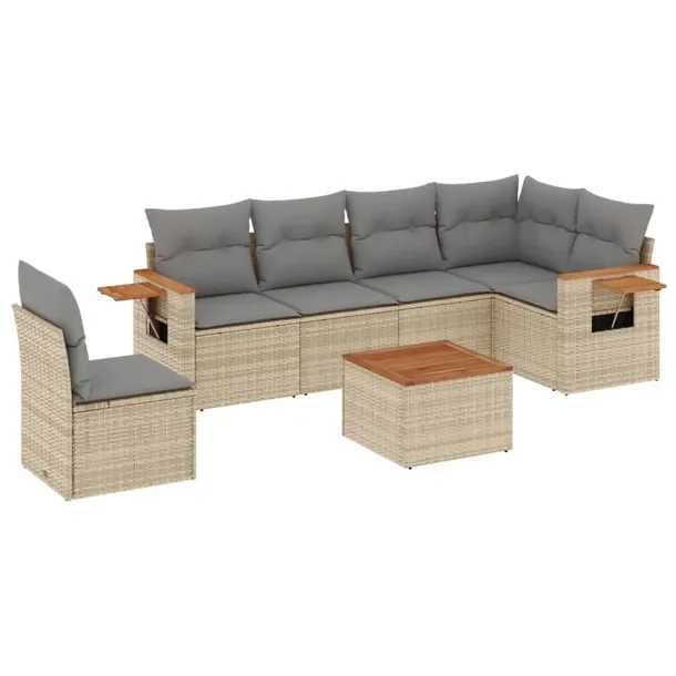 Zestaw mebli ogrodowych beżowy z rattanem PE, wymiary: 62x62x69 cm, 55x62x