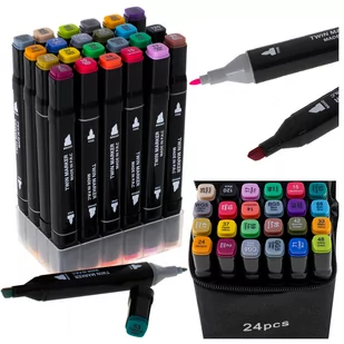 MARKERY DWUSTRONNE alkoholowe w etui | zestaw | 24 sztuki | podstawka - Kredki, ołówki, pastele i pisaki MARKERY DWUSTRONNE alkoholowe w etui | zestaw | 24 sztuki | podstawka - Kredki, ołówki, pastele i pisaki - miniaturka - grafika 1