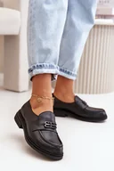 Półbuty damskie - Eleganckie Półbuty Damskie Na Płaskim Obcasie Czarne Zazoo 20174 - miniaturka - grafika 1