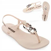 Klapki i japonki damskie - Wygodne Sandały Damskie sportowe Gumowe 38 IPANEMA japonki płaskie beżowe - miniaturka - grafika 1