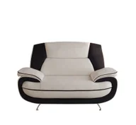 Fotele - Fotel nowoczesny do salonu, ekoskóra Soft,PALERMO - Biały/Czarny - miniaturka - grafika 1