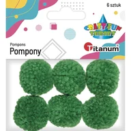 Zabawki kreatywne - Pompony włóczkowe 3cm zielone 6szt - miniaturka - grafika 1