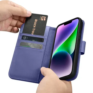 iCarer Wallet Case 2in1 etui iPhone 14 Plus skórzany pokrowiec z klapką Anti-RFID jasnofioletowy (WMI14220727-LP) - Etui i futerały do telefonów - miniaturka - grafika 16