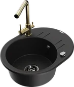 Zlewozmywaki z baterią - Mexen Kevin zlewozmywak granitowy 1-komorowy z ociekaczem i baterią kuchenną Duero, czarny - 6517-77-671600-50-B - miniaturka - grafika 1