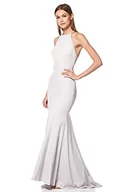 Sukienki - Jarlo London Carlin sukienka z wysokim dekoltem i odkrytymi plecami, srebrna, rozmiar 40, Srebrny, 38 - miniaturka - grafika 1