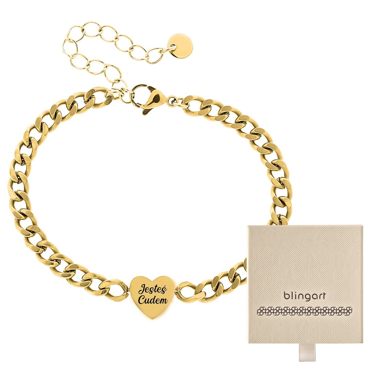 Bransoletka damska SERCE pancerka regulowana STAL