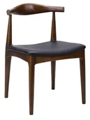 Krzesła - Krzesło ELBOW ciemnobrązowe - drewno jesion, ekoskóra czarna - miniaturka - grafika 1