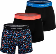 Majtki męskie - Bokserki Happy Shorts Herren, 3 sztuki - Retro Jersey, Logobund Neon Colour Splashes M - miniaturka - grafika 1