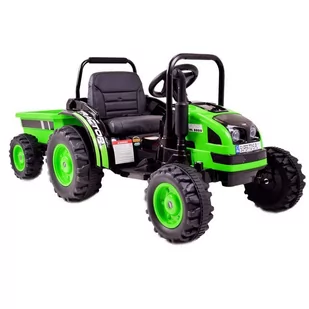 Import SUPER-TOYS MEGA TRAKTOR Z PRZYCZEPĄ MIĘKKIE SIEDZENIE PILOT RADIO FM/HL388  HL-388-ZIELONY - Jeździki dla dzieci - miniaturka - grafika 1
