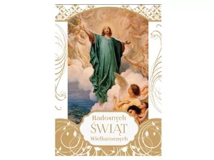 KARTKA WIELKANOC JEZUS I ANIOŁOWIE BRĄZOWA 17x12cm - Kartki okolicznościowe i zaproszenia - miniaturka - grafika 1