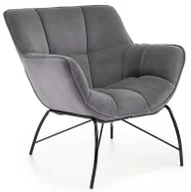 Fotele - Popielaty welwetowy fotel wypoczynkowy E8-R35 - miniaturka - grafika 1