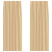 Zasłony - vidaXL Zasłony woalowe z kieszeniami na drążki 2 szt. Piaskowe - miniaturka - grafika 1