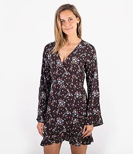 Sukienki - Hurley Damska sukienka w długim rękawie Wrap Dress sukienka rekreacyjna czarny czarny m 3HCZ8551 - grafika 1