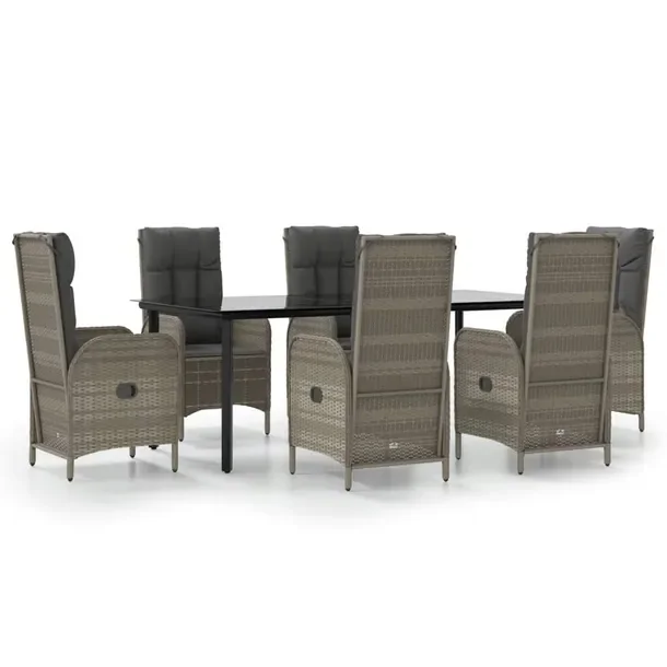 Czarny zestaw mebli ogrodowych z rozkładanymi krzesłami, rattan PE, 200x1