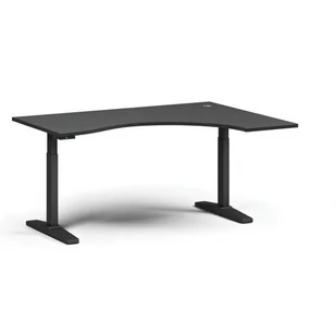 Stół z regulacją wysokości ULIX, elektryczny, 675-1325 mm, ergonomiczny prawy, blat 1600x1200 mm, podstawa czarna, grafit - Biurka - miniaturka - grafika 1