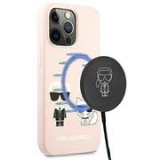 Etui i futerały do telefonów - Karl Lagerfeld nakładka do IPhone 13 Pro KLHMP13LSSKCI różowa hard case Silicone Karl & Choupette Magsafe - miniaturka - grafika 1