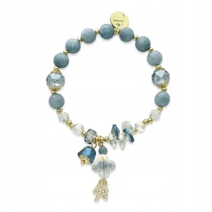 Bransoletka Pozłacana Z Mosiądzu Akwamarynu I Kryształów Niebieska - Bransoletki - miniaturka - grafika 1