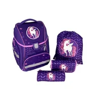 Piórniki - FaBAG 78085-074 - 5-częściowy zestaw tornistra Unicorn/Butterfly z torbą gimnastyczną, piórnikiem, rolką na długopisy i indywidualnymi naszywkami, lekki i ergonomiczny, ok. 22 l pojemności - miniaturka - grafika 1