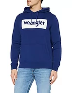 Bluzy męskie - Wrangler Męska bluza z kapturem z logo, niebieski (Blue Depths Xjy), S - miniaturka - grafika 1