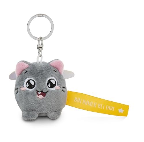 NICI 62053 breloczek do kluczy kot zawsze przy Tobie, 5 cm, szary towarzysz do plecaka lub torby, uchwyt na klucze dla małych i dużych 62053