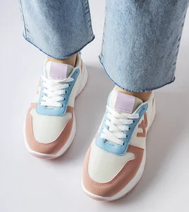 Biało-Różowo-niebieskie sneakersy Teresio-38 - Sneakersy damskie - miniaturka - grafika 1