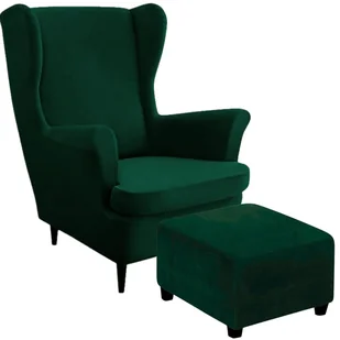 POKROWIEC NA FOTEL USZAK PODNÓŻEK PUF ELASTYCZNY WELUR OEKO TEX CIEMNY ZIELONY - Pokrowce na meble POKROWIEC NA FOTEL USZAK PODNÓŻEK PUF ELASTYCZNY WELUR OEKO TEX CIEMNY ZIELONY - Pokrowce na meble - miniaturka - grafika 1