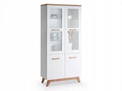 Witryny - Witryna Dwudrzwiowa Szklana Do Jadalni Bjorg B3 Z Półkami Biały Kredens Dąb - miniaturka - grafika 1