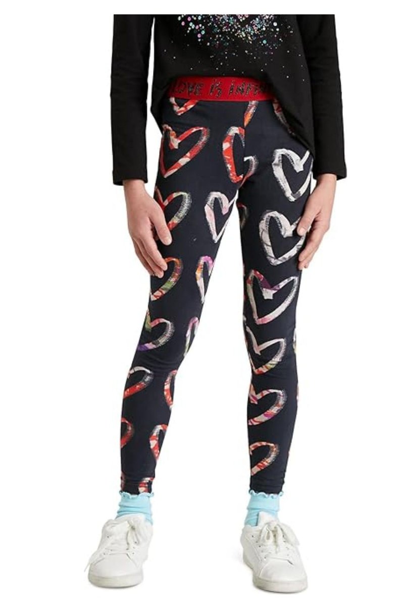 Legginsy dziewczęce Desigual Abril z nadrukiem serca-98