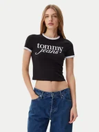 Koszulki i topy damskie - Tommy Jeans T-Shirt Script Ringer DW0DW20631 Czarny Slim Fit - miniaturka - grafika 1