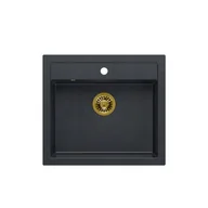 Zlewozmywaki - QUADRON Zlewozmywak BILL 110 black diamond/elementy złote HCQB6054U8_PVDG1 - miniaturka - grafika 1