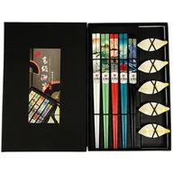Zestawy do sushi - Zestaw drewnianych pałeczek z podstawkami Gift Box Krajobrazy i Liście 22,5cm - 5 par - Golden Turtle - miniaturka - grafika 1