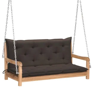 vidaXL Lumarko Huśtawka ogrodowa z poduszką taupe, 120 cm, drewno tekowe 3062873 - Huśtawki - miniaturka - grafika 1