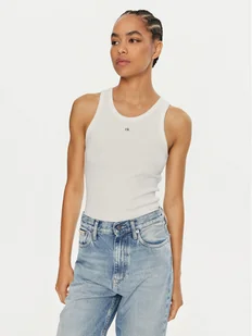 Calvin Klein Top Graphic K20K208065 Biały Slim Fit - Koszulki i topy damskie - miniaturka - grafika 1