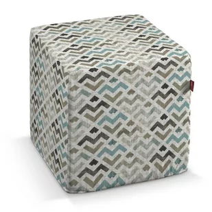 Dekoria Dekoria Pufa kostka wzór geometryczny w odcieniach pastelowego błękitu i beżu na jasnym tle 40 × 40 × 40 cm Modern 545-141-93 - Pufy i podnóżki - miniaturka - grafika 1