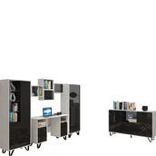 Zestawy mebli dla dzieci - Zestaw Mebli Młodzieżowych 5 Boss MebloCross Biały Mat / Czarny Połysk - miniaturka - grafika 1