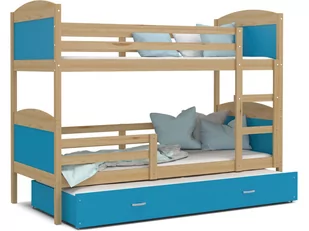 Łóżko piętrowe 190x80 sosna błękit MATEUSZ 3 - Łóżka dla dzieci i młodzieży - miniaturka - grafika 1