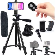 Statywy fotograficzne - Statyw uniwersalny Alogy Tripod uchwyt do telefonu stojak 1/4 do kamer GoPro z pilot Bluetooth, pokrowiec Czarny - miniaturka - grafika 1