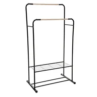 Szafki na buty - 5five Simple Smart Wieszak do przedpokoju z półką na buty 2 drążki 80x50x150 cm 160461 - miniaturka - grafika 1